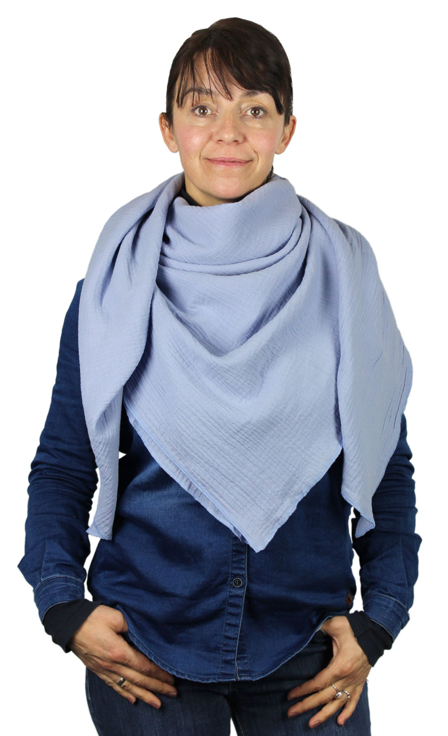 XXL Musselin Tuch Schal 100% feine Baumwolle 130x130cm