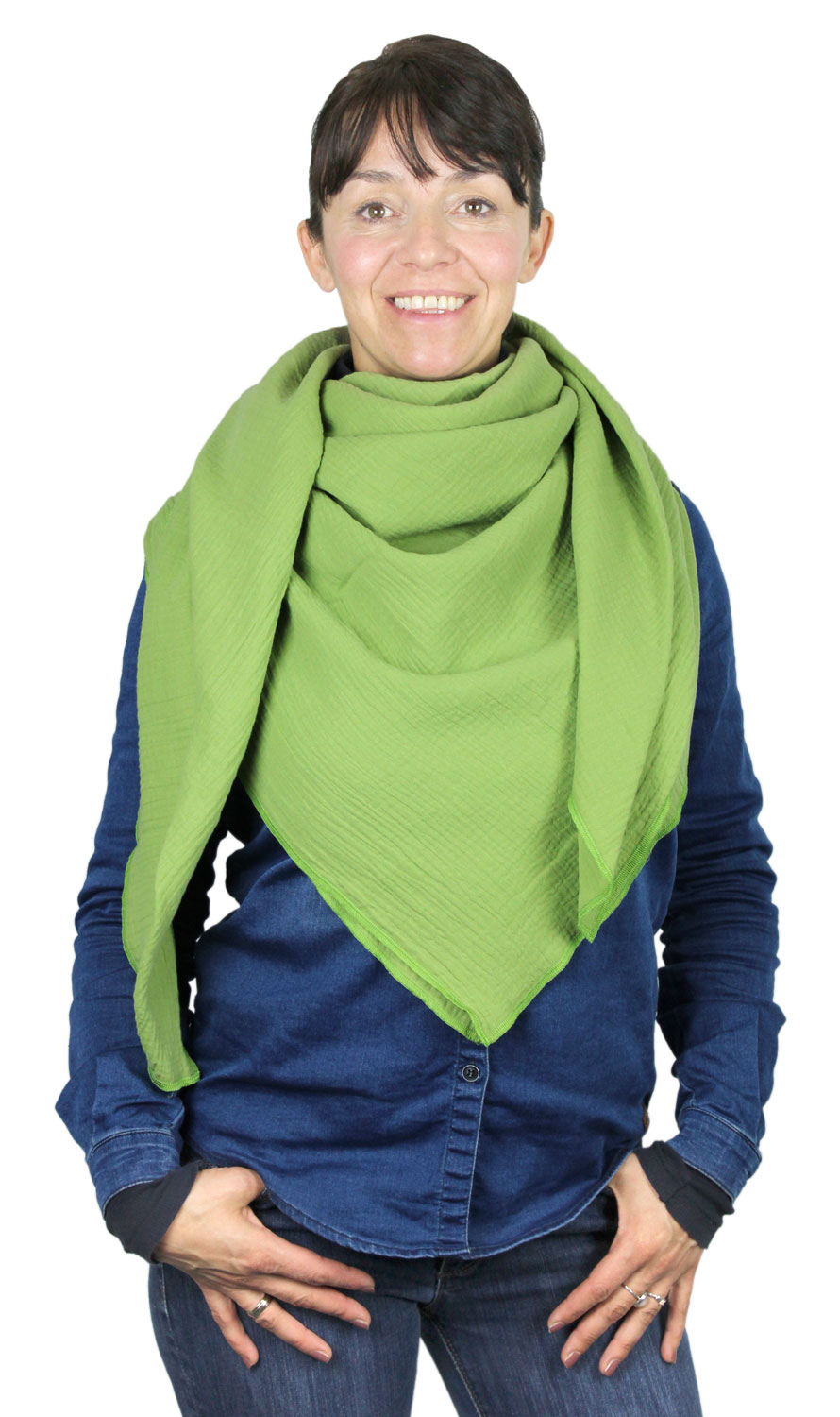 XXL Musselin Tuch Schal 100% feine Baumwolle 130x130cm