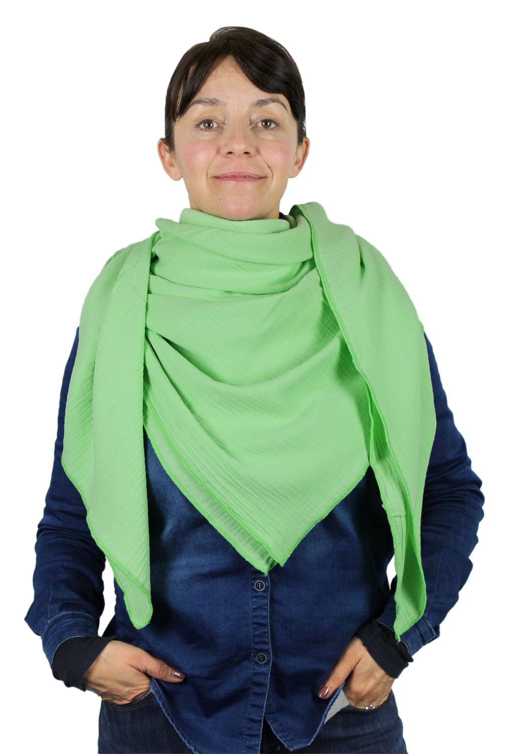 XXL Musselin Tuch Schal 100% feine Baumwolle 130x130cm