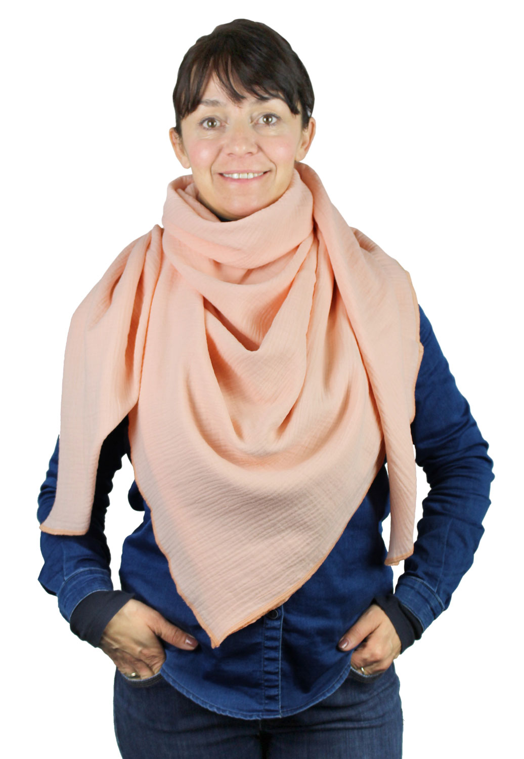 XXL Musselin Tuch Schal 100% feine Baumwolle 130x130cm