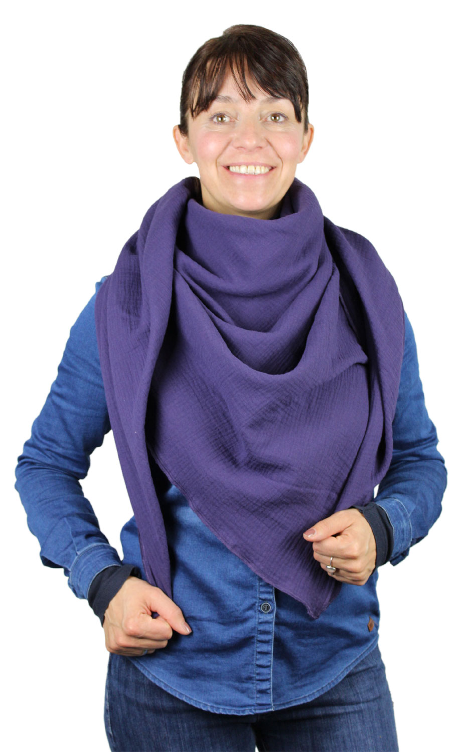 XXL Musselin Tuch Schal 100% feine Baumwolle 130x130cm