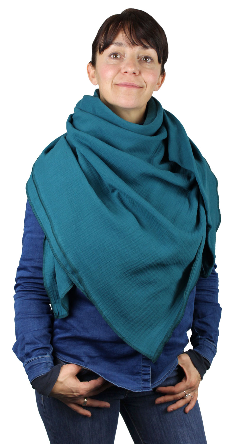 XXL Musselin Tuch Schal 100% feine Baumwolle 130x130cm