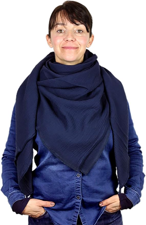 XXL Musselin Tuch Schal 100% feine Baumwolle 130x130cm